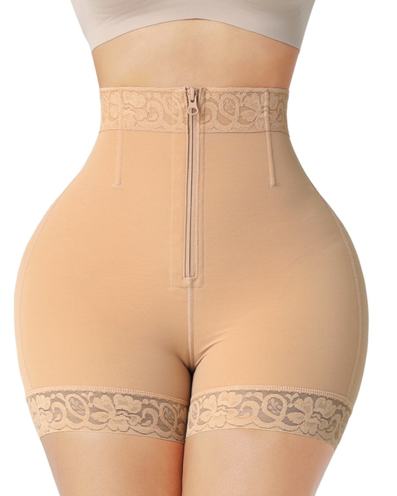Shapshe® Mid Waist Tummy Control Front Zipper High Compression Butt Lifter Shaper Fajas Shorts