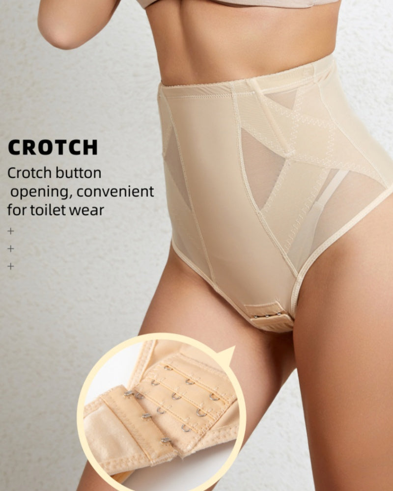 High Waisted Mesh Tummy Control Thong Shaping Shorts Postpartum