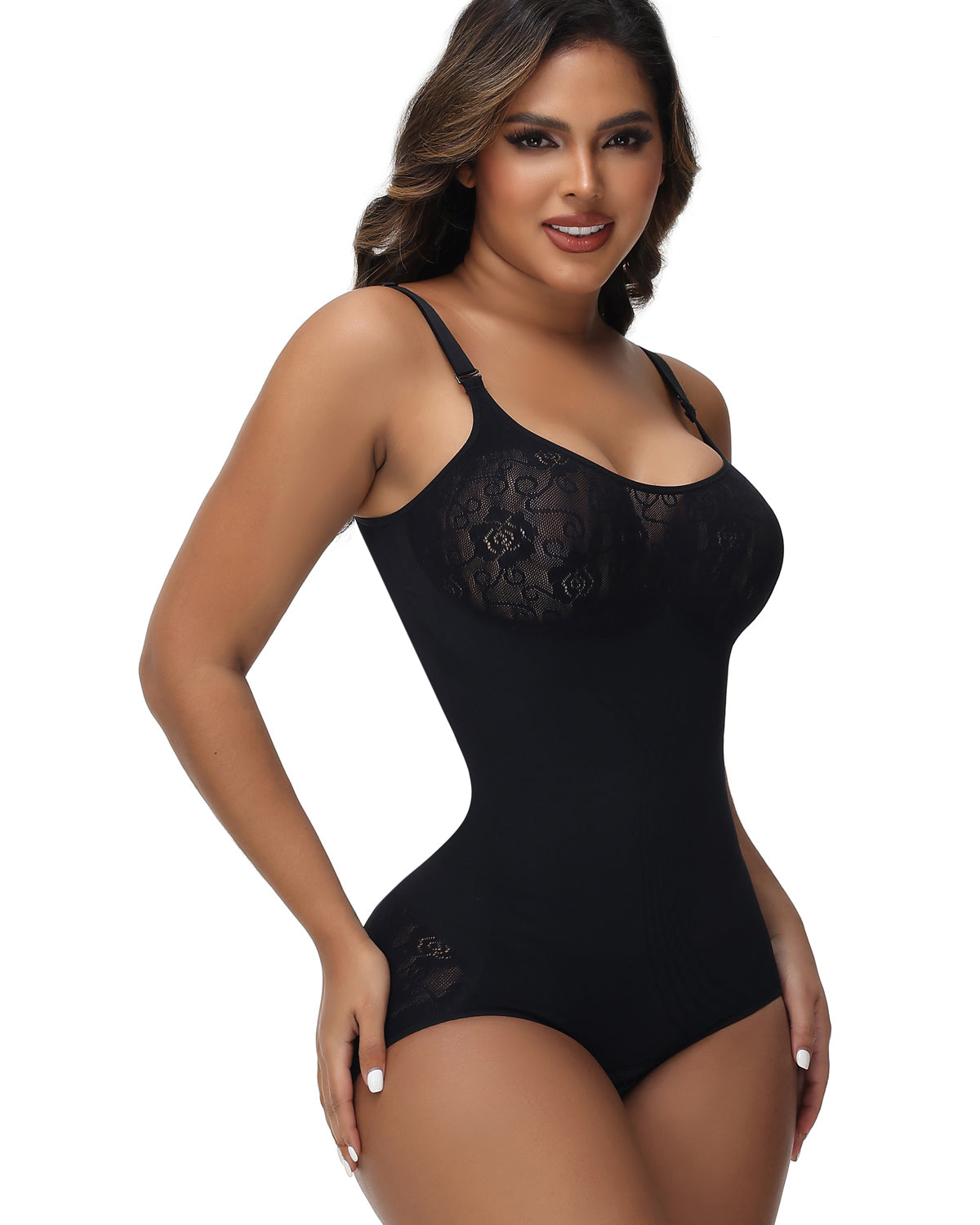 Shapshe® Sexy Seamless Jacquard Bodysuit Tummy Control Spaghetti Strap Shapewear