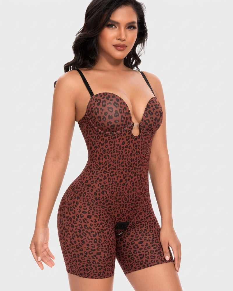 Shapshe® Women's U Plunge Strapless Tummy Control Bodysuit Low Back Built In Bra Shapewear