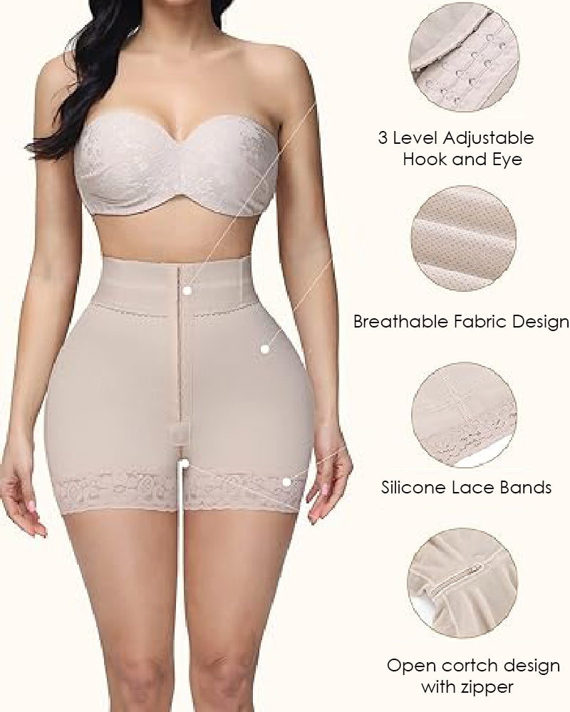 Shapshe® Double Compression High Waisted BBL Shorts With Mid-section Tummy Control Panties