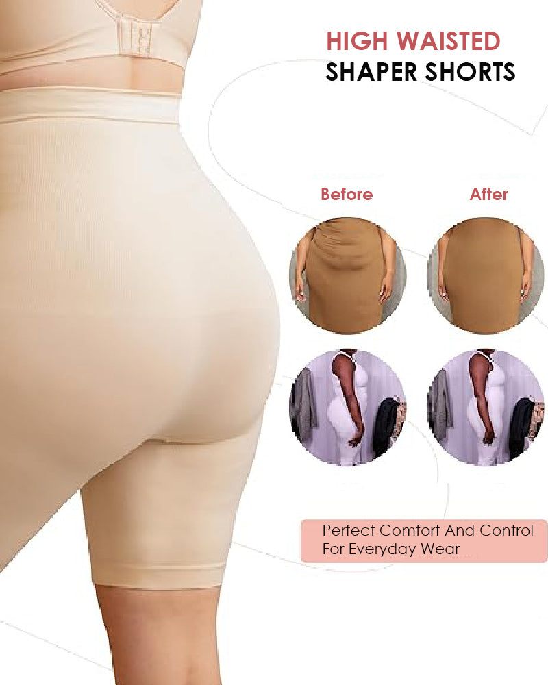 Pantalones cortos moldeadores de cuerpo más delgados de muslo con control de barriga de cintura alta