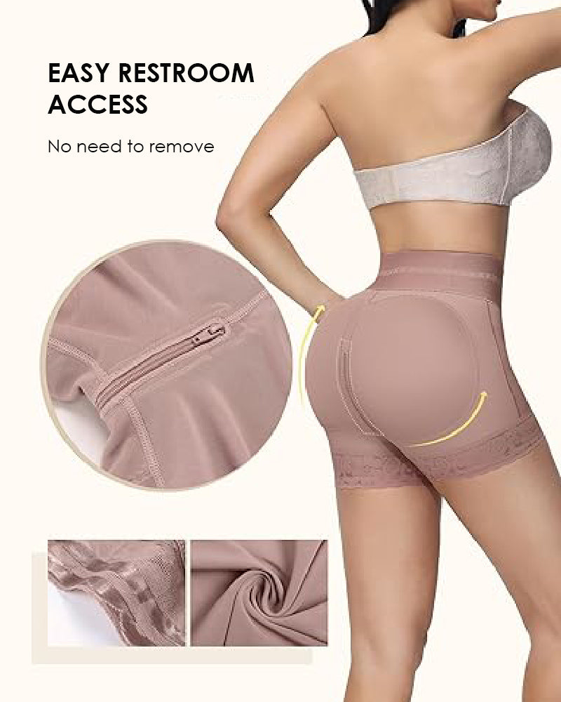 Shapshe® Double Compression High Waisted BBL Shorts With Mid-section Tummy Control Panties