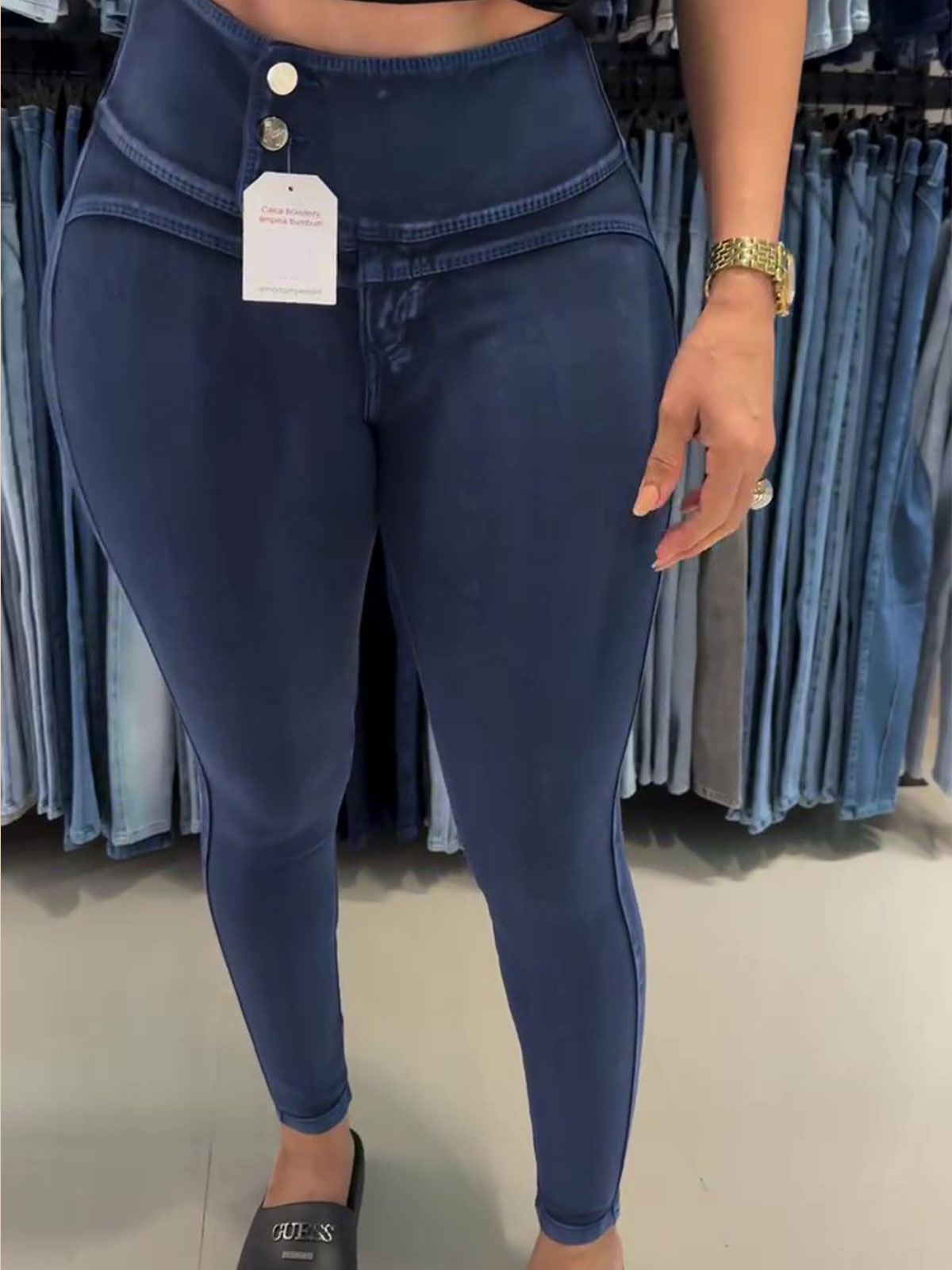 Shapshe® High Waisted Side Button Hip Lift Skinny Colombian Jeans