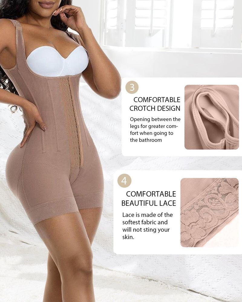 Shapshe® High Compression Open Bust Shapewear With Hook Shaper Slimming Bodysuit  Tummy Control Fajas