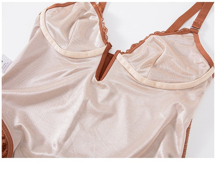 Body sexy de encaje con cuello en V profundo