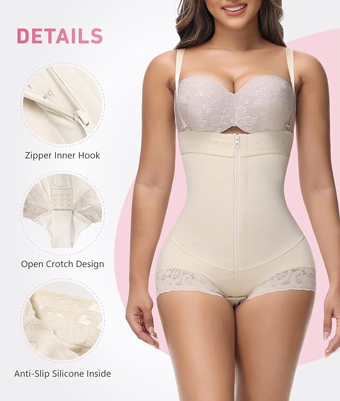 Shapshe® Fajas Colombianas Tummy Control Zipper Open Bust Compression Garment Shapewear