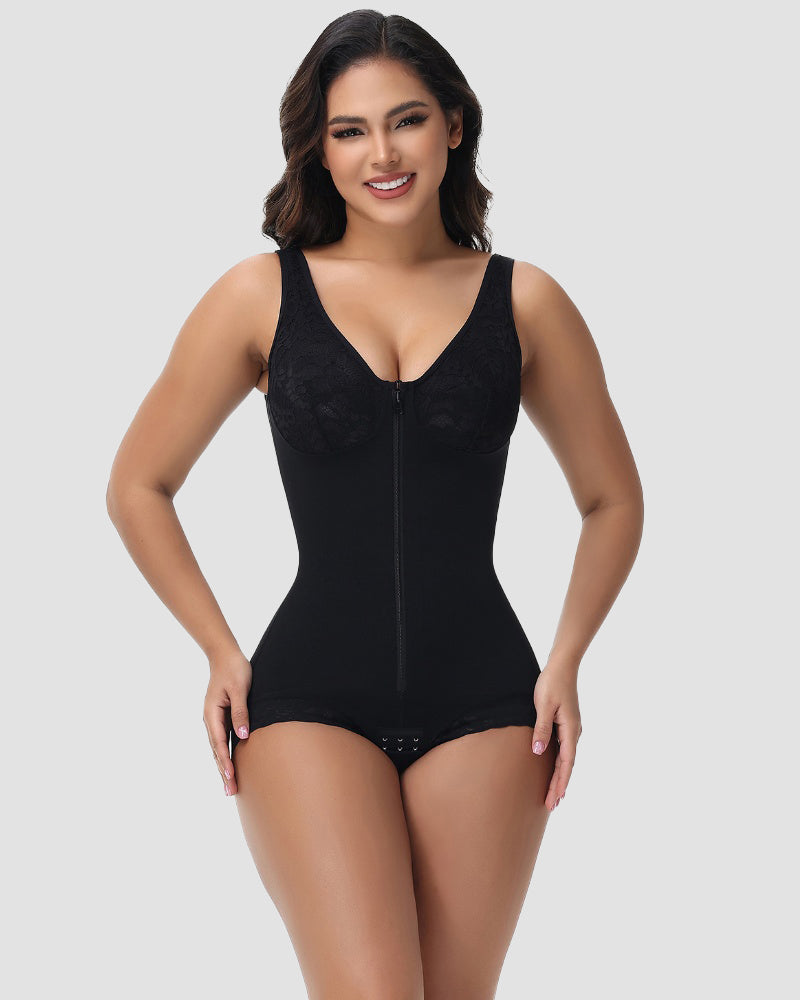 Shapshe® Fajas Colombianas Lace Bust Post Surgery Zipper BBL Compression Shapewear