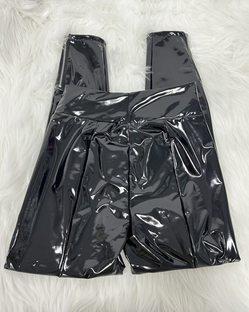 Shapshe® PU Leather Mirror New Slim Tight Leather Pants for Women Fashionable and Versatile