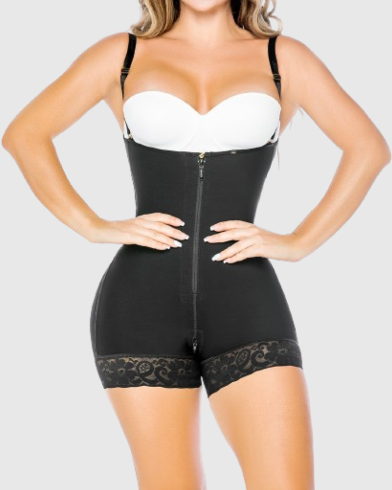Shapshe® Open Bust Butt Lift Tummy Control Zipper Thigh Slimmer Bodysuit Shapewear