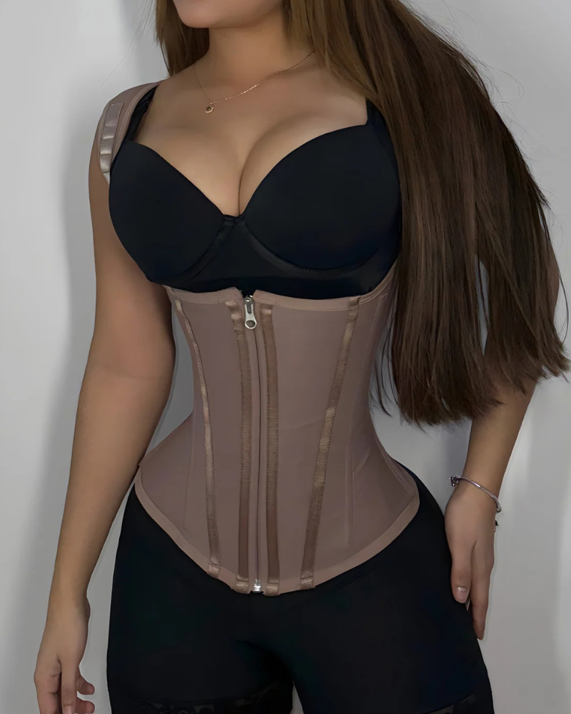 Shapshe® Hourglass Corset Zipper Hook and Eye Double Compression Tummy Control Waist Trainer