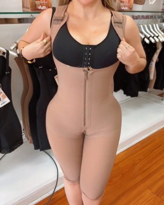Shapshe® Fajas Shapewear Bodysuits Open Bust Tummy Control Adjustable Body Shaper with Zipper