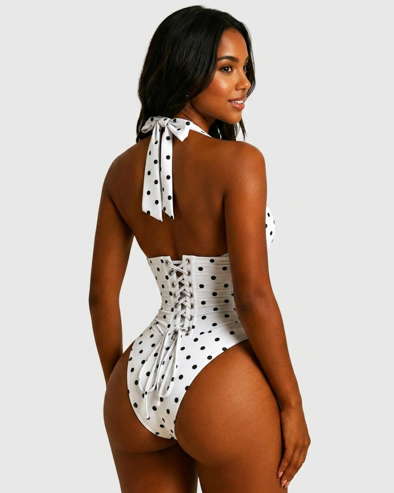 Hourglass Corset Body Shaper Waist Cincher Swimsuit Two-Piece Set