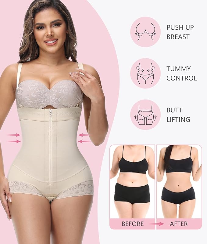 Shapshe® Fajas Colombianas Tummy Control Zipper Open Bust Compression Garment Shapewear