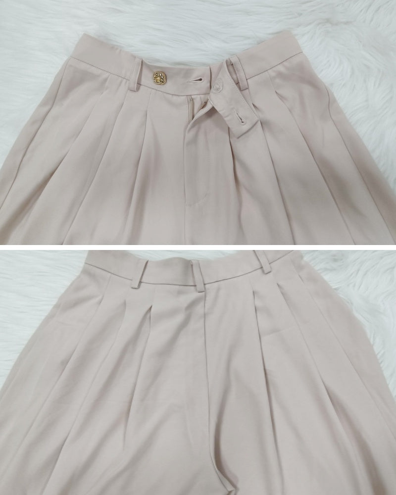 Leisure High Waisted Pleated Wide Leg Harem Pants