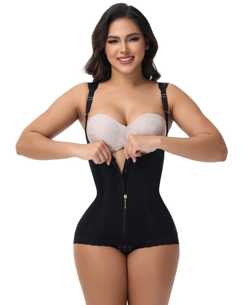 Shapshe® Seamless Mesh Splicing Firm Control Shapewear Open Bust Butt Lift Bodysuit