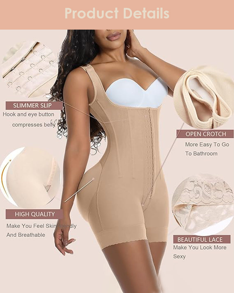 Shapshe® High Compression Open Bust Shapewear With Hook Shaper Slimming Bodysuit  Tummy Control Fajas