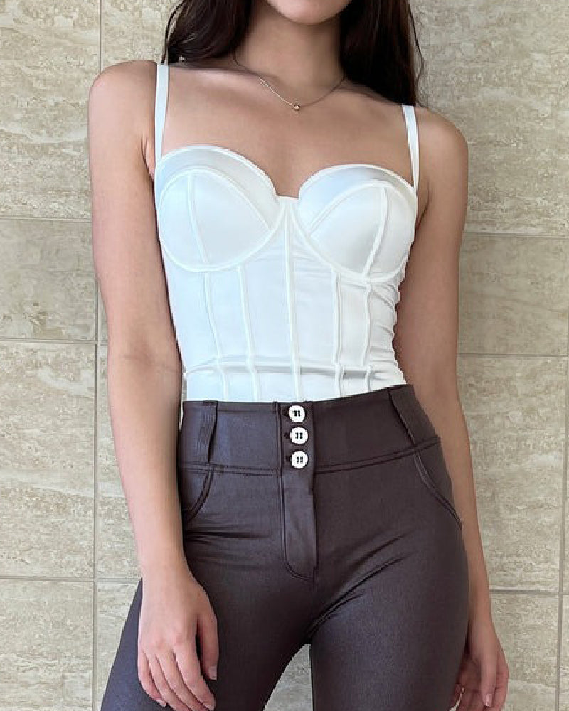 Body de realce de glúteos con control de barriga y tanga con corsé para mujer con sujetador de copa con aros (preventa)