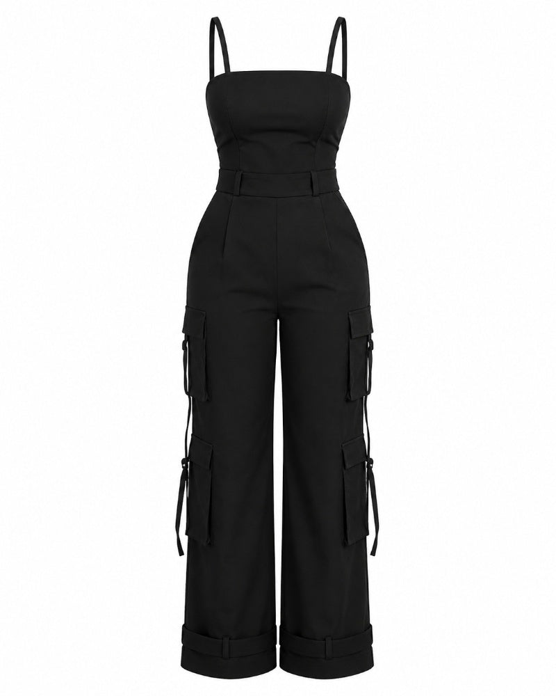 Wide Leg Jumpsuit With Pockets for Women Casual Curvy Baggy Cargo One Piece Overall Romper