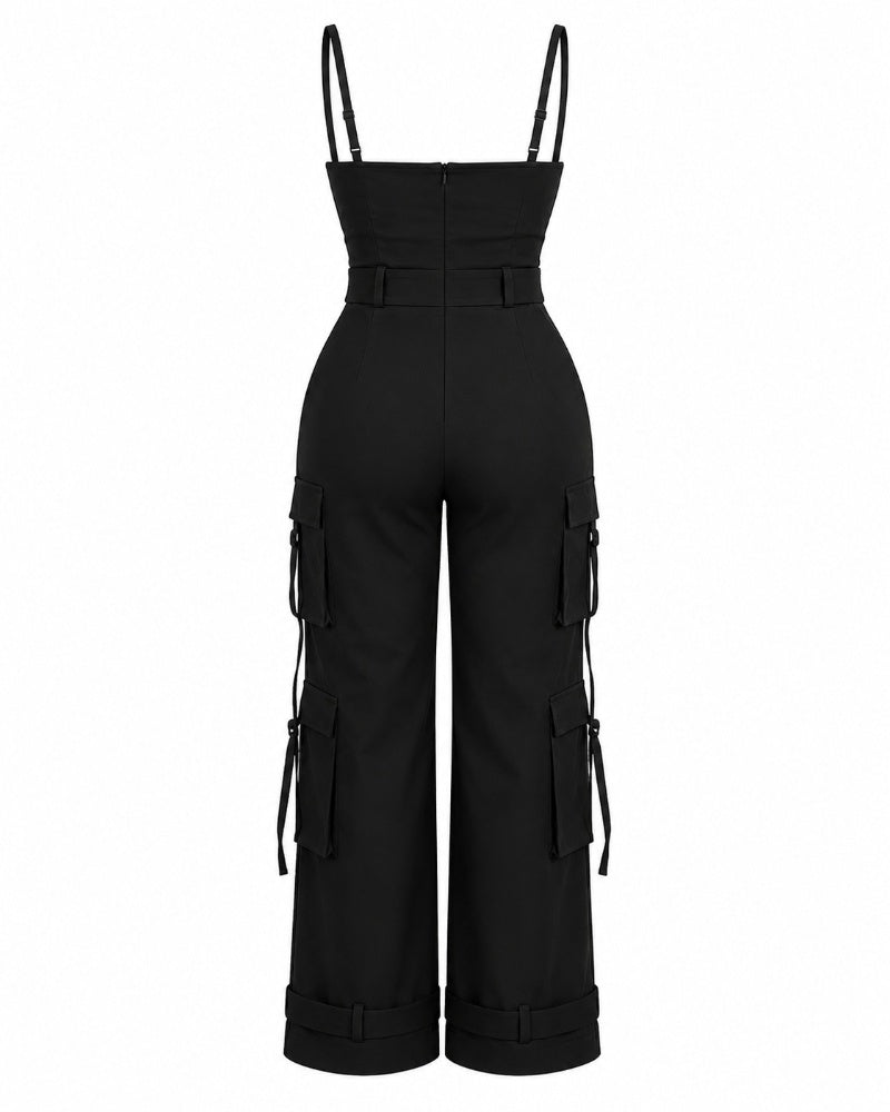 Wide Leg Jumpsuit With Pockets for Women Casual Curvy Baggy Cargo One Piece Overall Romper