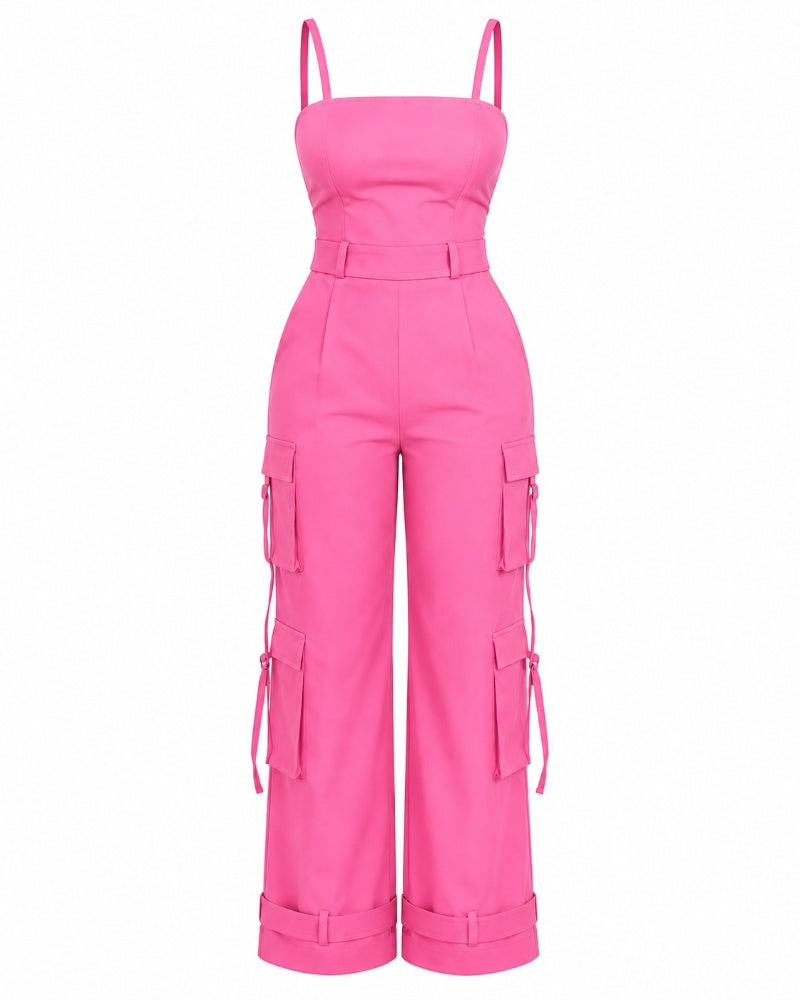 Wide Leg Jumpsuit With Pockets for Women Casual Curvy Baggy Cargo One Piece Overall Romper