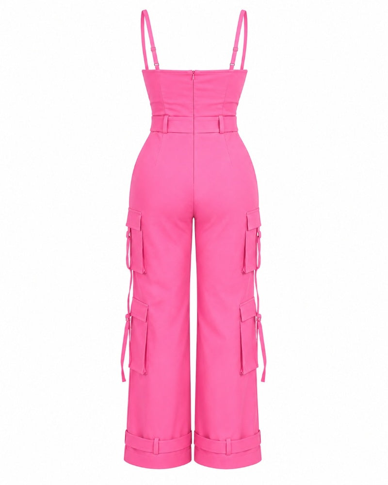 Wide Leg Jumpsuit With Pockets for Women Casual Curvy Baggy Cargo One Piece Overall Romper