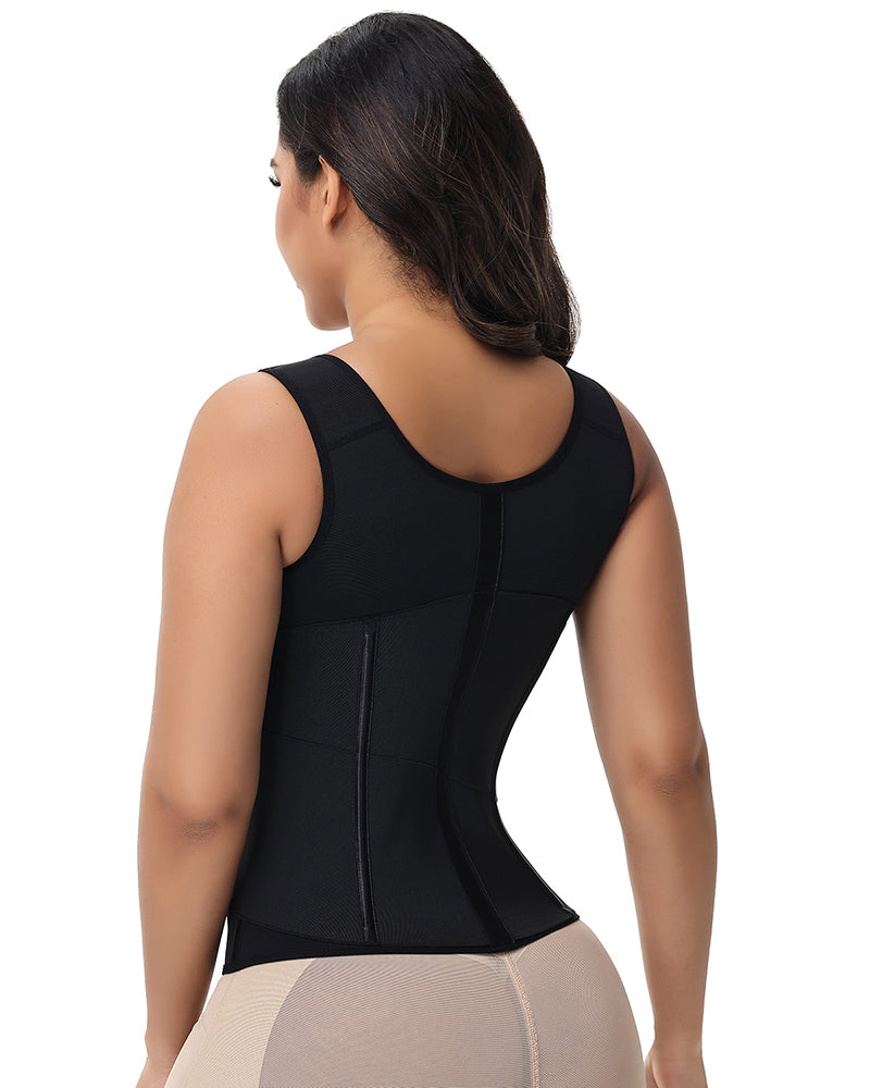 Shapshe® Zipper & Button Double Pressure Women's Waist Trainer with Adjustable Shoulder Straps