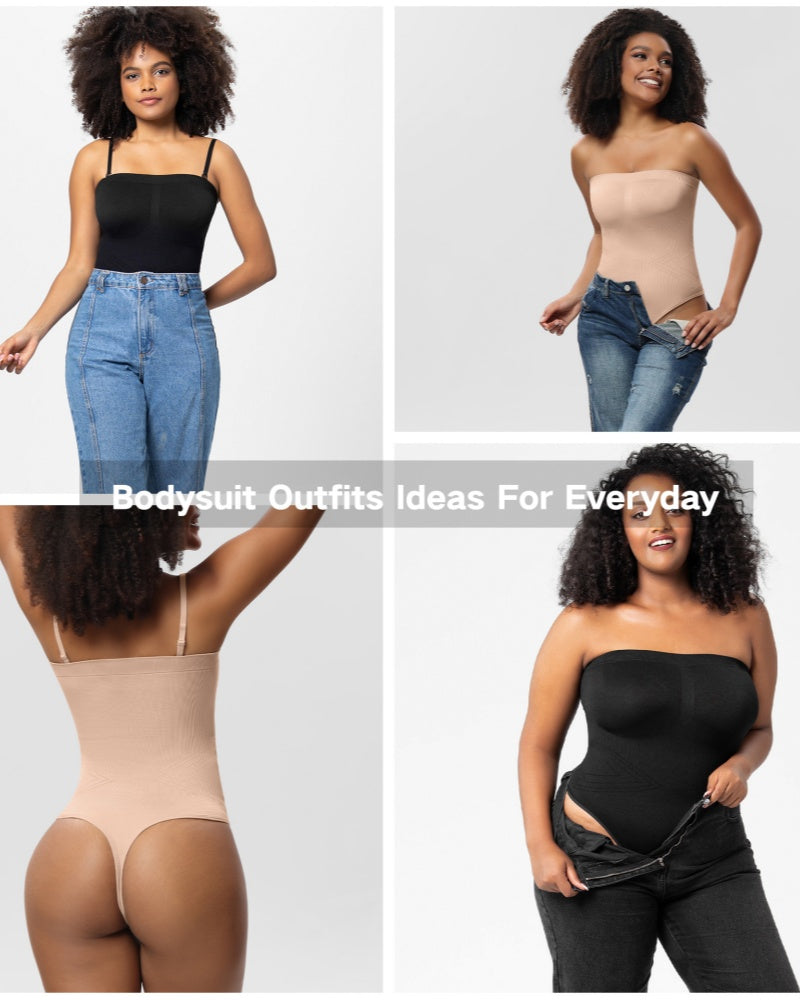 One Piece Removable Shoulder Straps Tube Top Tummy Control Corset Shapewear