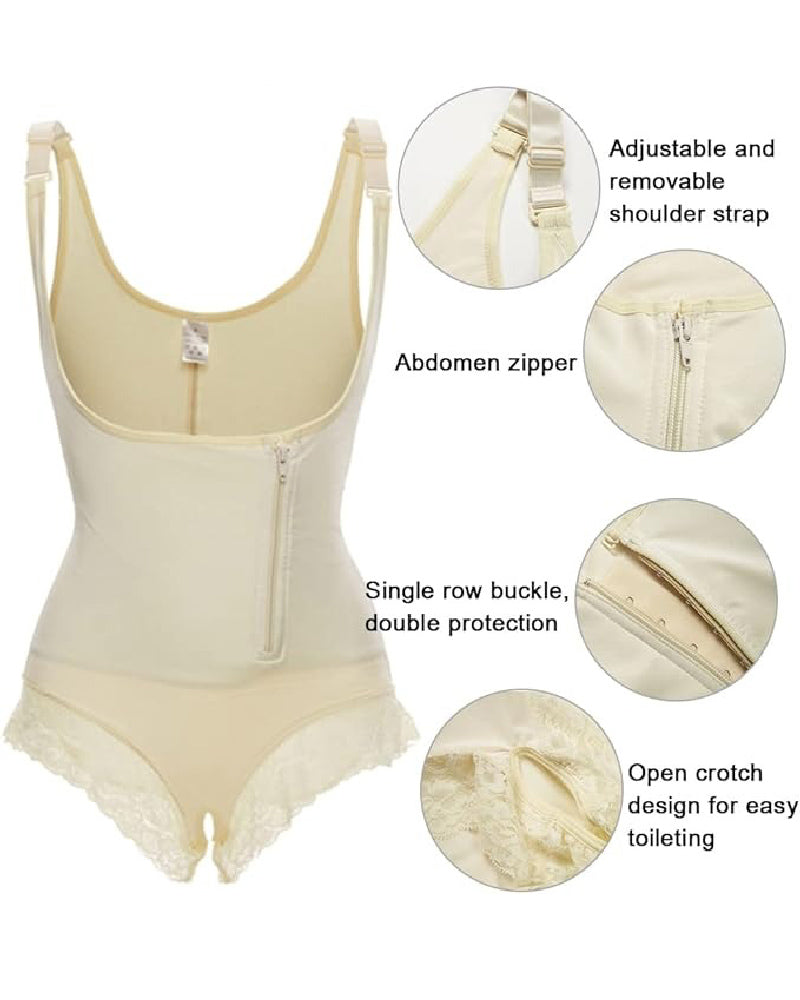 Fajas moldeadoras breves con control de barriga y busto abierto adelgazante para mujer con cremallera lateral