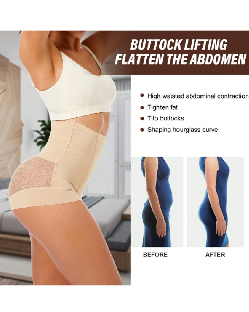 Sexy Tummy Control Thin Mesh Shapewear Panties Hip-Lift High Waist Shaping Briefs
