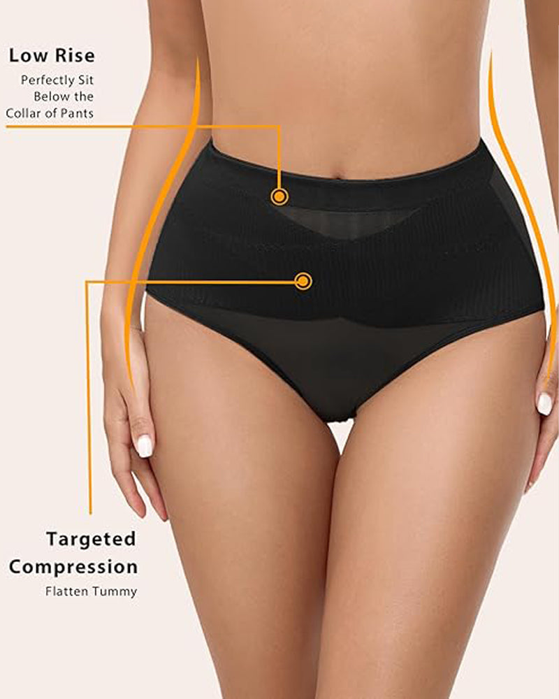 Panty moldeador de control de barriga de malla de ropa interior moldeadora de compresión cruzada de talle medio