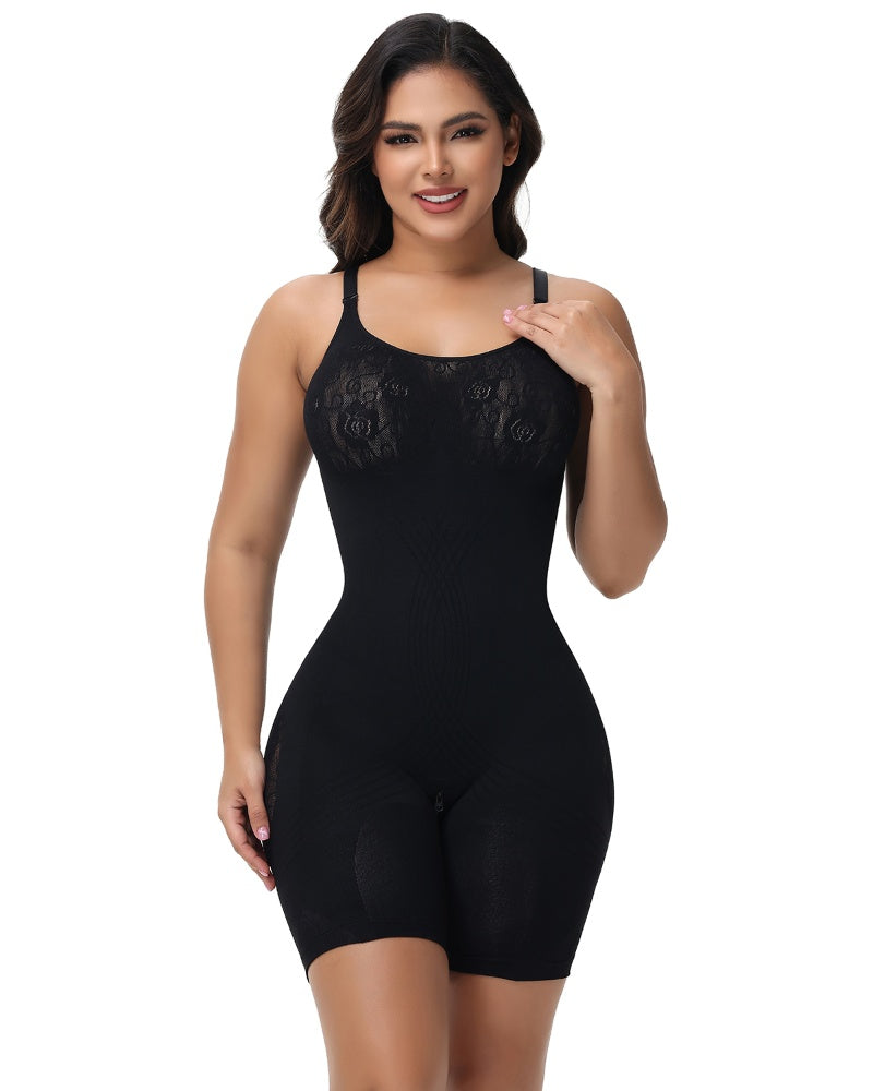 Shapshe® Rose Jacquard Thigh Slimmer Shapewear Seamless Sculpting Snatched Waist Bodysuit