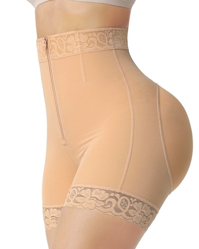 Shapshe® Mid Waist Tummy Control Front Zipper High Compression Butt Lifter Shaper Fajas Shorts