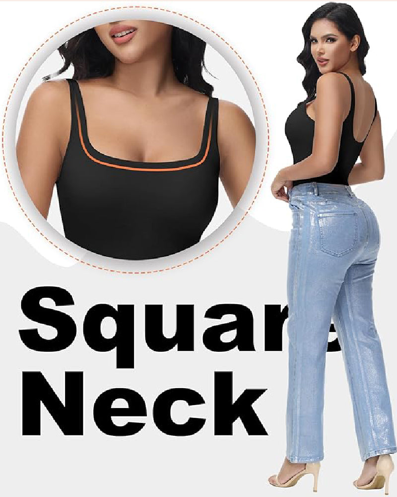 Shapshe® Seamless Tummy Control Thong Shapewear Backless Square Neck Tank Tops Body Shaper