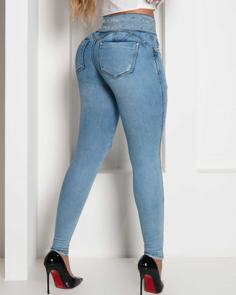 Shapshe® High-Waisted Butt-Lifting Tummy Skinny Ripped Jeans