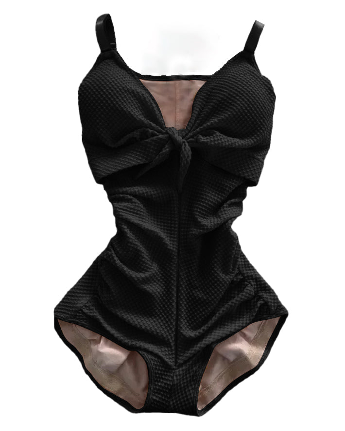 Shapshe® Women's Tummy Control Swimsuit Cutout Tie Knot Front Push Up Shapewear Bathing Suit