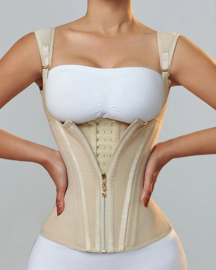 GGPYY Women's Waist Trainer Corset - Beige, Size M, Sport Body Shaper Cincher For Weight Loss & Posture