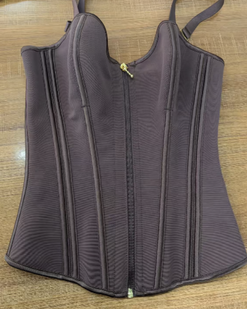 Shapshe® Fajas Colombianas Leopard Print Zip Up Corset Top with Steel Bones