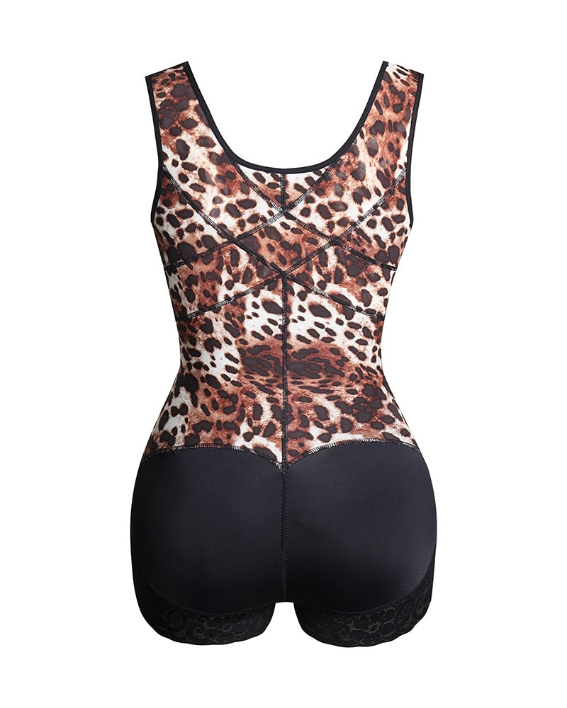 Shapshe® Leopard High Compression Fajas Colombianas Open Bust Tummy Control Body Shaper (Pre-Sale)
