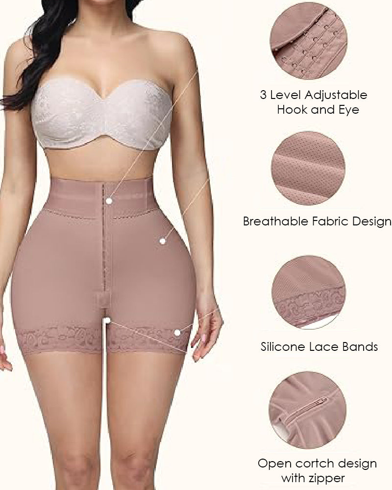 Shapshe® Double Compression High Waisted BBL Shorts With Mid-section Tummy Control Panties