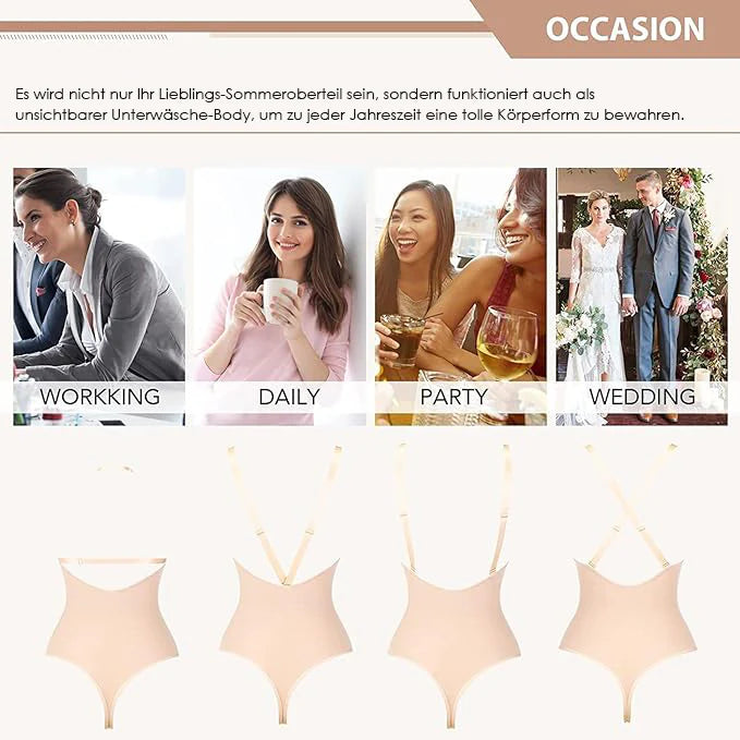 Body sin costuras con control de abdomen, tanga levantadora de glúteos, moldeador de cuerpo sin espalda