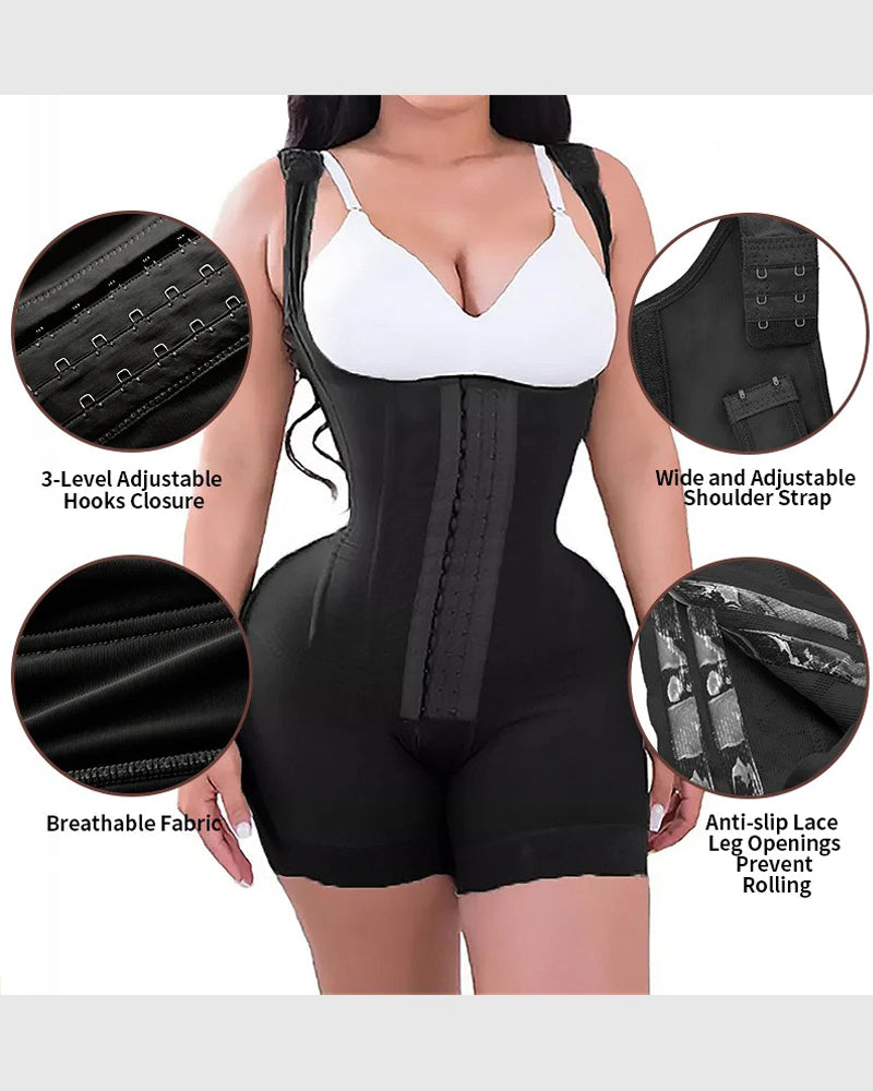 Shapshe® Firm Compression Tummy Control Shapewear Adjustable Bodysuit Hook and Eye Closure