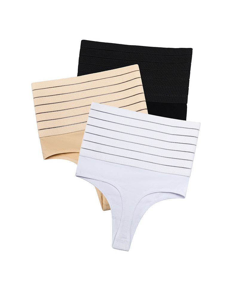 Ropa interior moldeadora de tanga elástica sin costuras con elevación de glúteos de cintura alta transpirable hueca