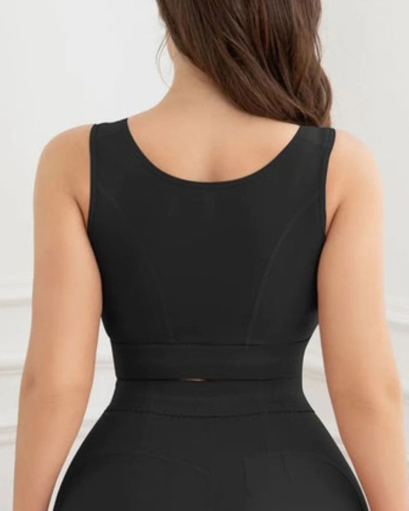 Shapshe® Women Front Closure Wirefree Padded Support Workout Crop Black Sports Bra