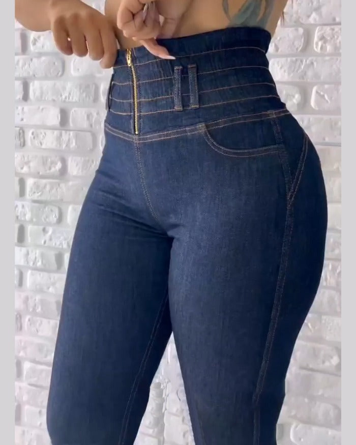 Shapshe® High Waisted Front Zipper Stretchy Jeans