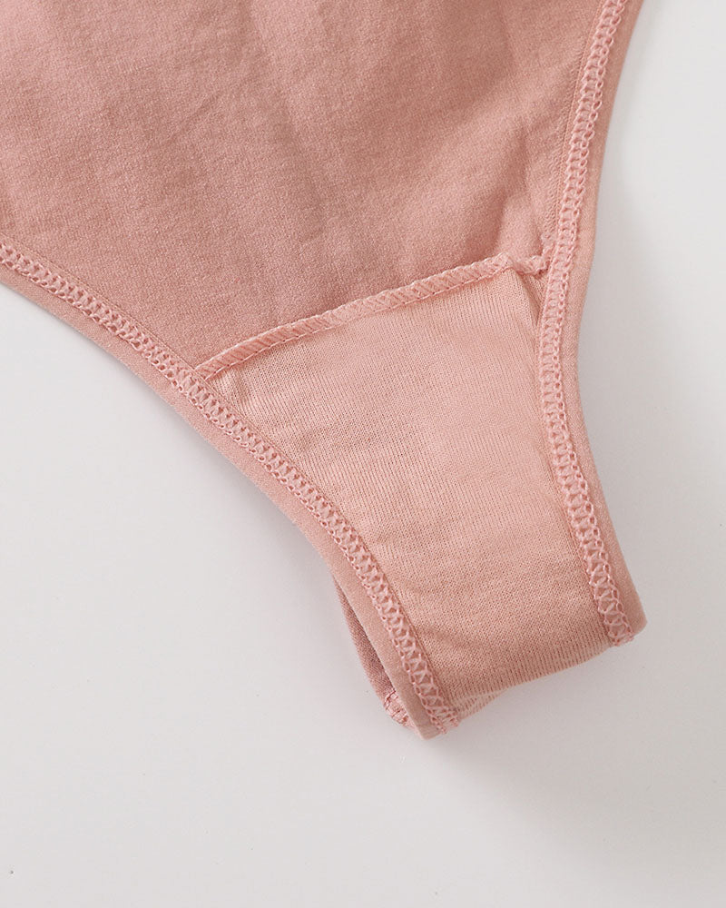 Tanga de talle alto elástico de algodón con hilo sin costuras