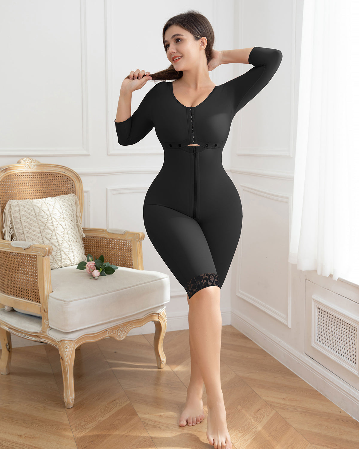 Shapshe® Fajas Black Hourglass Shapewear for Women With Sleeves and Bra