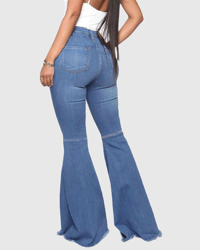 Jeans acampanados multicolores elásticos versátiles con levantamiento de glúteos de cintura alta