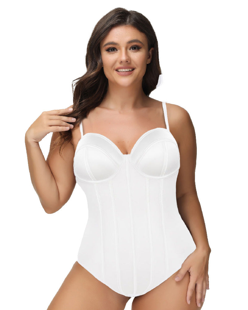 Shapshe® Women's Corset Thong Tummy Control Butt Lift Bodysuit Shapewear With Wired-Cup Bra