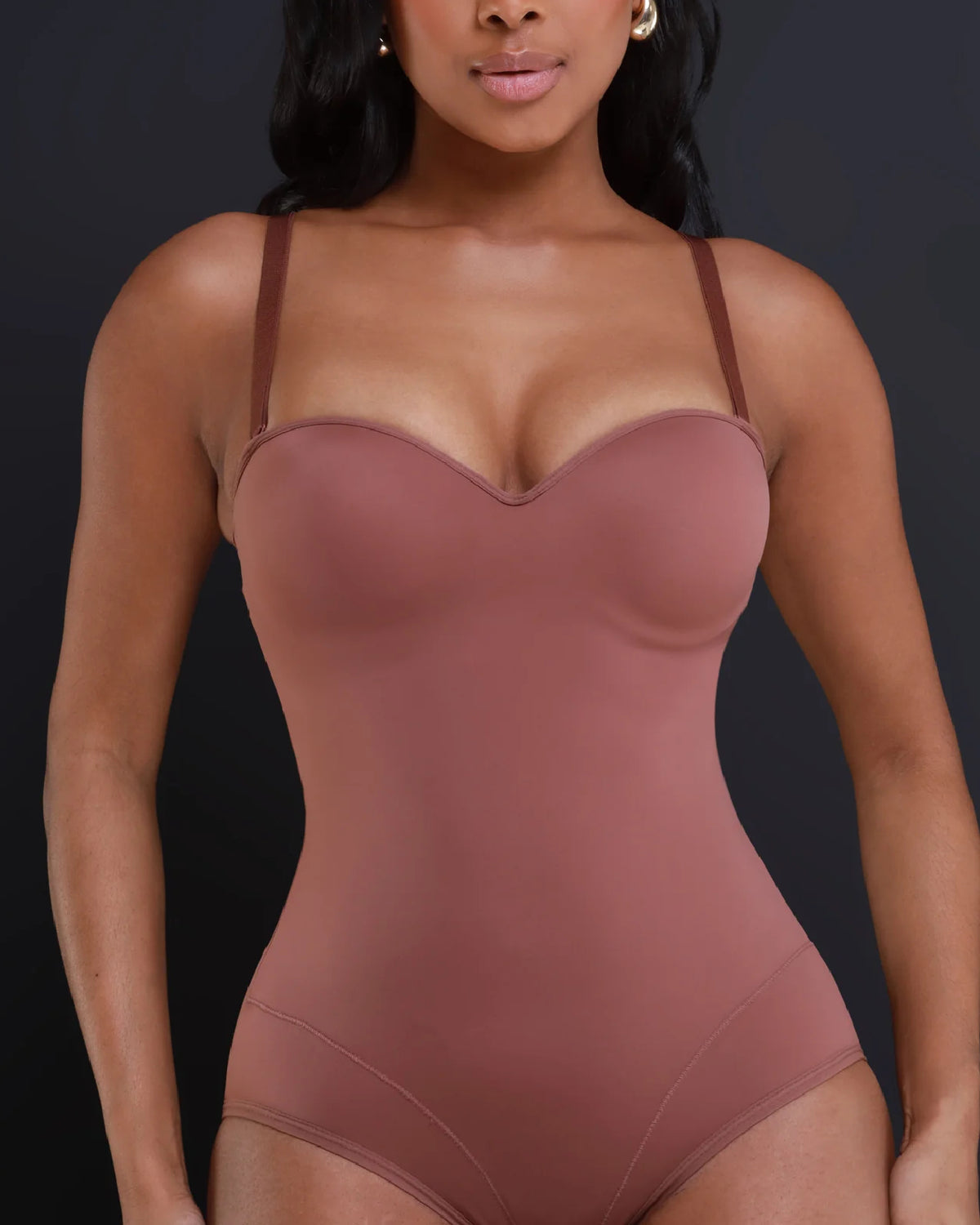 Women's Smooth Tummy Control Slimming Cupped Chest Thong Shapewear Bodysuit